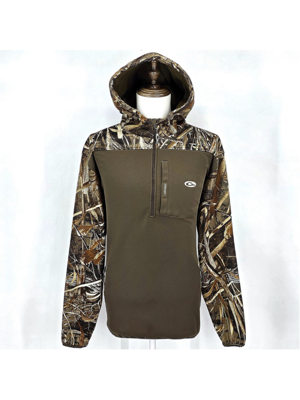 Drake Waterfowl MST Soft Shell Hoodie Mens XL Camo Hunting Quarter Zip